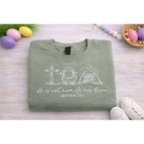 He Is Not Here, He Has Risen Embroidered Sweatshirt – Matthew 28:6 Christian Easter Crewneck