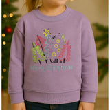 Embroidered Whimsical "Merry Christmas" Crewneck for Kids