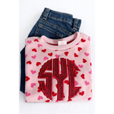 Embroidered Valentine Heart Monogram Kids Sweatshirt