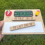 Personalized Interchangeable First & Last Day of School Sign | ABC School Picture Prop