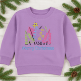 Embroidered Whimsical "Merry Christmas" Crewneck for Kids
