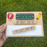 Personalized Interchangeable First & Last Day of School Sign | ABC School Picture Prop