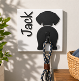 Personalized Dog Leash Holder | Custom Wooden Wall Hook