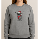 Embroidered Festive Highland Cow Sweatshirt
