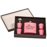 Custom Engraved 6 oz. Flask Gift Set with 4 Shot Glasses | Personalized Flask & Shot Glass Set