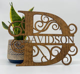 Personalized Wooden Split Monogram Name Sign
