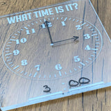 Acrylic "What Time Is It?"  Learn To Tell Time Dry Erase Board