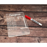 Acrylic Hangman Game Board - Reusable Dry Erase Word Game